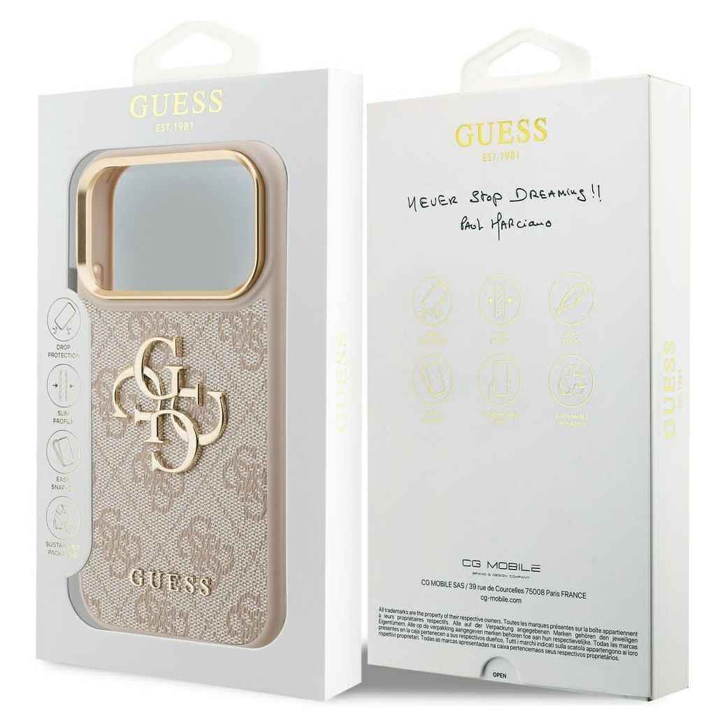 GUESS futerał do IPHONE 17 Pro GUHCP17L4GMGCPI (PU W/ Big 4G Classic Logo) złoto różowy