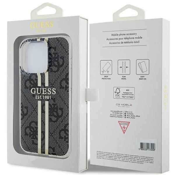 GUESS futerał do IPHONE 15 Pro Max GUHCP15XH4PSEGK (4G Gold Stripe) czarny