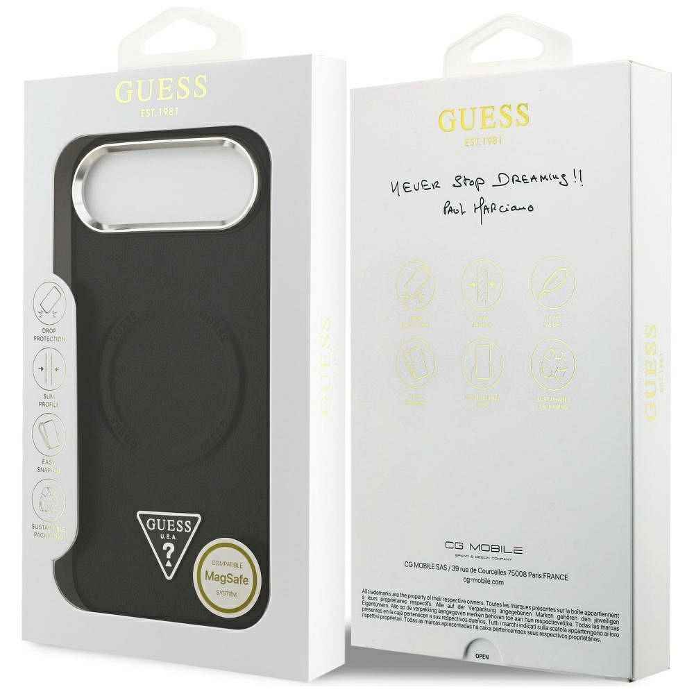 GUESS futerał do IPHONE 17 Air kompatybilny z MagSafe GUHMP17MPSDTSCMK (PU W/ Triangle Logo) czarny