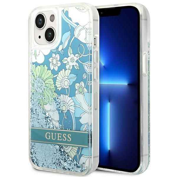GUESS futerał do IPHONE 13 / 14 / 15 GUHCP14SLFLSN (Flower Liquid Glitter) zielony