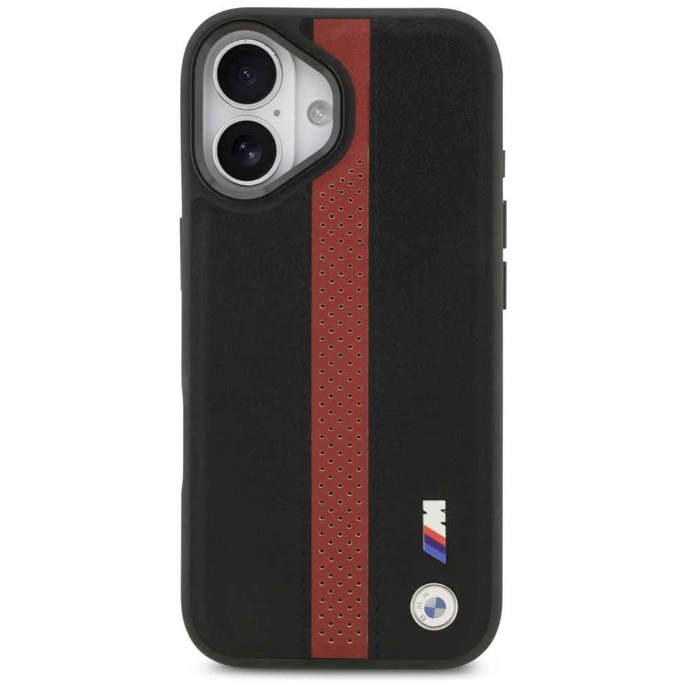 BMW futerał do IPHONE 17 kompatybilny z MagSafe BMHMP17S25PCPSKR (PU Perfotated Stripe Logo) red