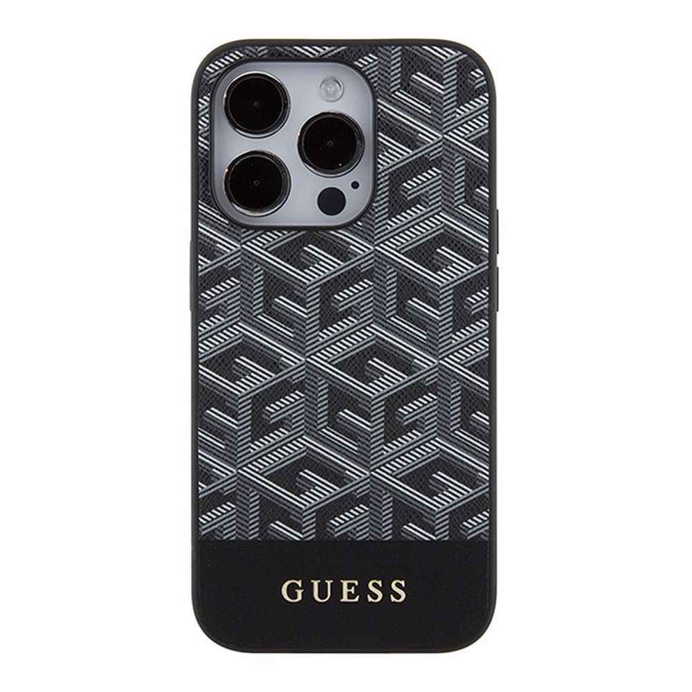 GUESS futerał do IPHONE 15 Pro kompatybilny z MagSafe GUHMP15LHGCFSEK (CUBE Stripes) czarny