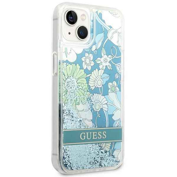 GUESS futerał do IPHONE 13 / 14 / 15 GUHCP14SLFLSN (Flower Liquid Glitter) zielony