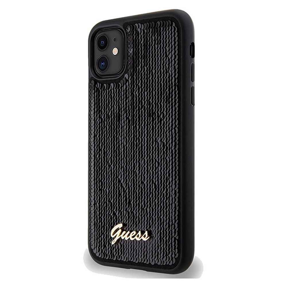 GUESS futerał do IPHONE 11 GUHCN61PSFDGSK (Sequin Script Metal) czarny