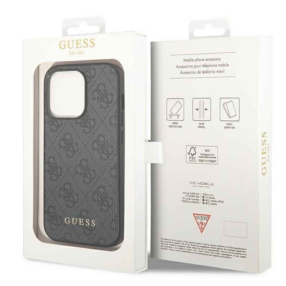 GUESS futerał do IPHONE 14 Pro Max GUHCP14XG4GFGR (4G Gold Logo) szary