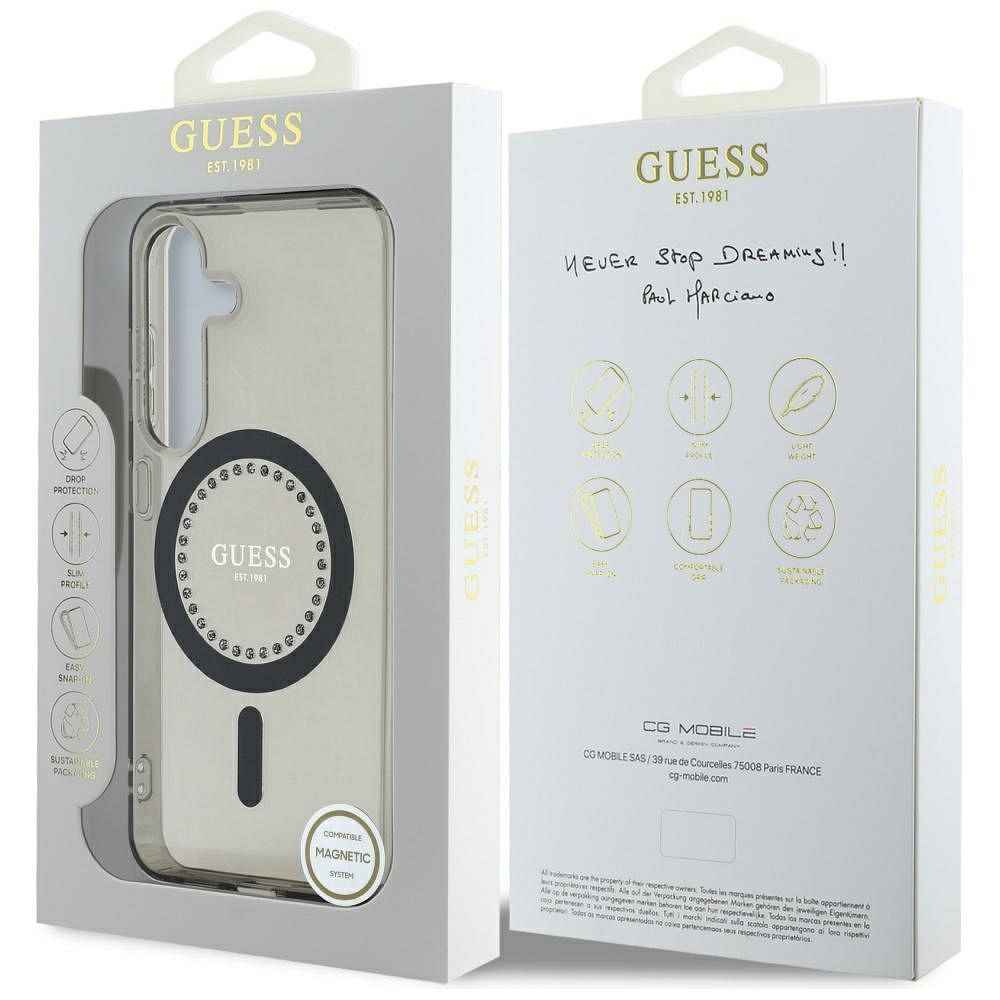 GUESS futerał do SAMSUNG S25 GUHMS25SPFTDTEK (Magnetic IML Rhinestones) czarny