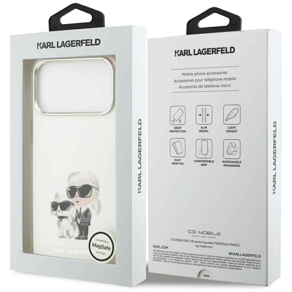 KARL LAGERFELD futerał do IPHONE 17 Pro Max kompatybilny z MagSafe KLHMP17XHMKCAQOH (IML Aquarelle K&C & Logo) biały
