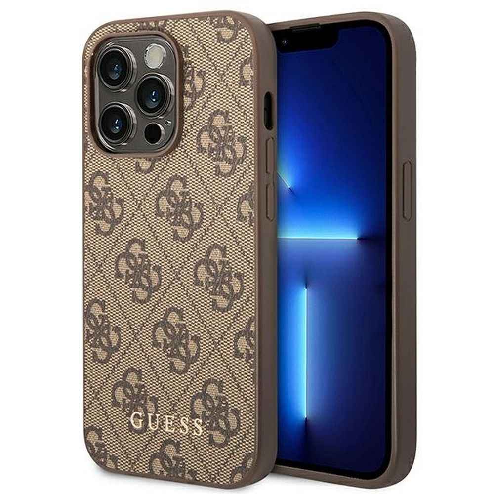 GUESS futerał do IPHONE 14 Pro Max GUHCP14XG4GFBR (4G Gold Logo) brązowy