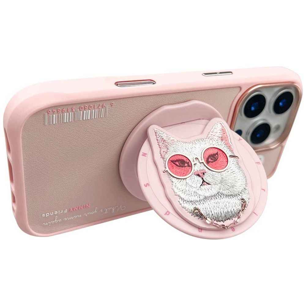 NIMMY futerał GLASSES COOL CAT kompatybilny z MagSafe do IPHONE 16 Pro Max różowy
