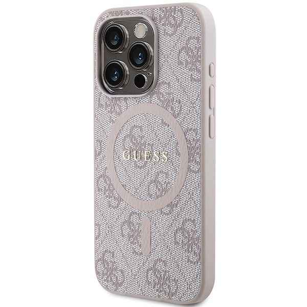 GUESS futerał do IPHONE 14 Pro Max kompatybilny z MagSafe GUHMP14XG4GFRP (4G Ring classic logo) różowy