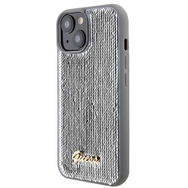 GUESS futerał do IPHONE 13 / 14 / 15 GUHCP15SPSFDGSS (Sequin Script Metal) srebrny