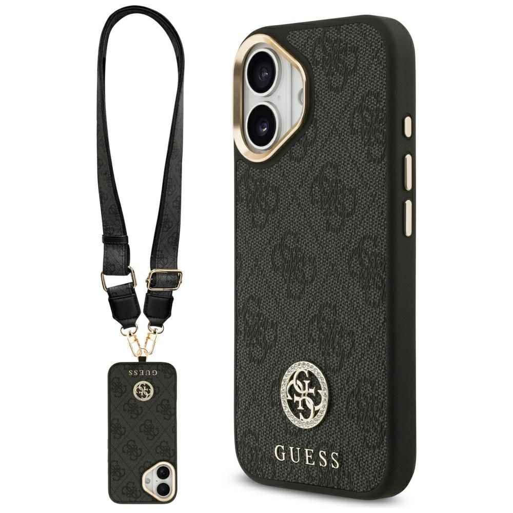 GUESS futerał do IPHONE 17 kompatybilny z MagSafe GUHMP17SP4G4DCSK (PU W/ Strass Logo & Big Strap Metal Buttons) czarny