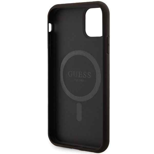 GUESS futerał do IPHONE 11 kompatybliny z MagSafe GUHMN61G4GFRK (4G Ring classic logo) czarny