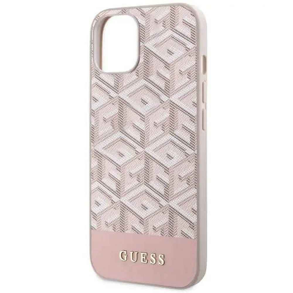 GUESS futerał do IPHONE 14 kompatybilny z MagSafe GUHMP14SHGCFSEP (GCUBE Stripes) różowy