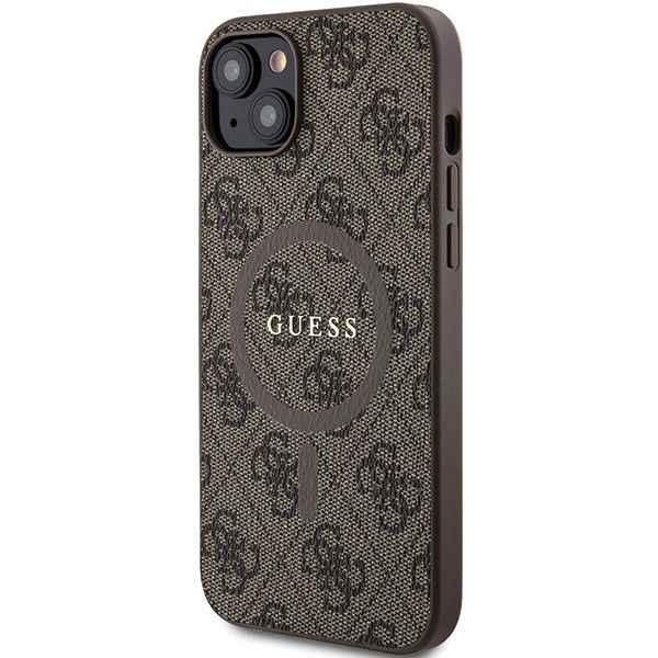 GUESS futerał do IPHONE 14 kompatybilny z MagSafe GUHMP14SG4GFRW (4G Ring classic logo) brązowy