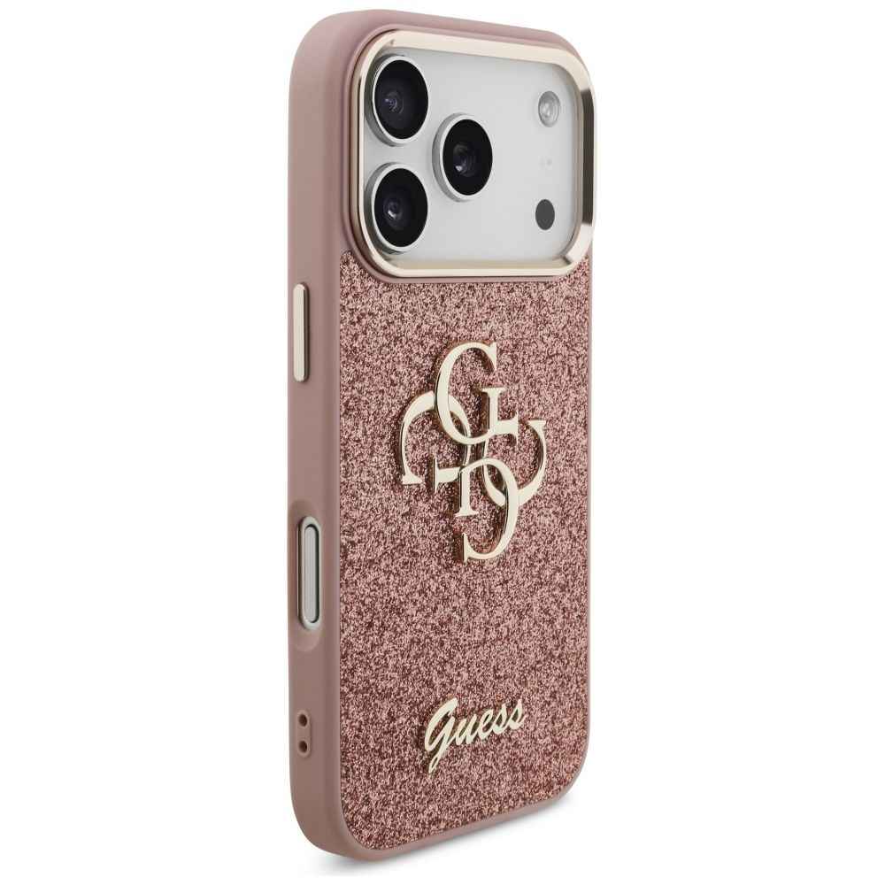 GUESS futerał do IPHONE 17 Pro GUHCP17LHG4SGCP (Fixed Glitter Big 4G Metal Frame) różowy