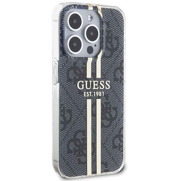GUESS futerał do IPHONE 15 Pro Max GUHCP15XH4PSEGK (4G Gold Stripe) czarny