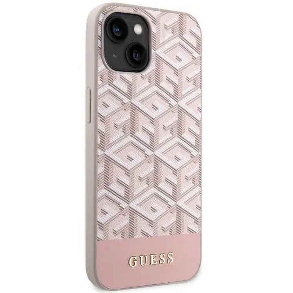 GUESS futerał do IPHONE 14 kompatybilny z MagSafe GUHMP14SHGCFSEP (GCUBE Stripes) różowy