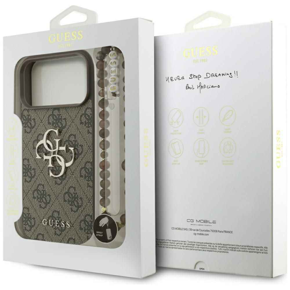 GUESS futerał do IPHONE 17 Pro Max GUHCP17XP4GMGSW (PU W/ Strap 4G Classic Logo) brązowy