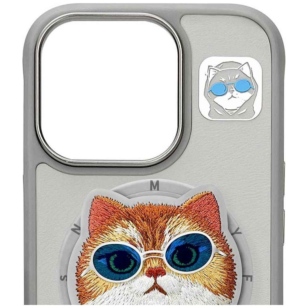 NIMMY futerał GLASSES COOL CAT kompatybilny z MagSafe do iPhone 16 Pro Max szary