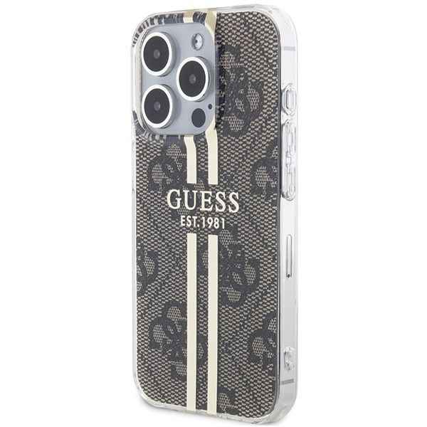 GUESS futerał do IPHONE 15 Pro GUHCP15MH4PSEGW (4G Gold Stripe) brązowy