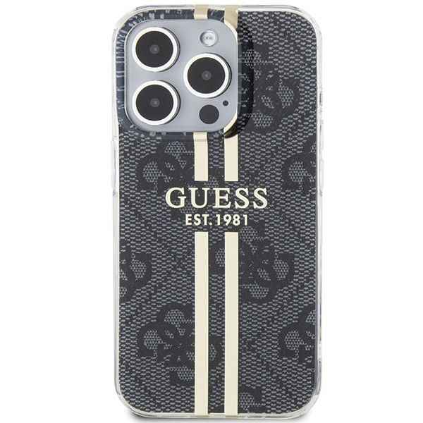 GUESS futerał do IPHONE 15 Pro Max GUHCP15XH4PSEGK (4G Gold Stripe) czarny