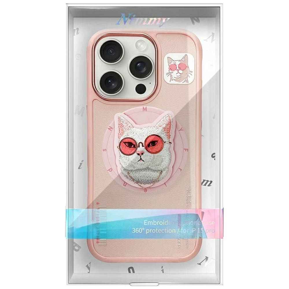 NIMMY futerał GLASSES COOL CAT kompatybilny z MagSafe do IPHONE 16 Pro różowy