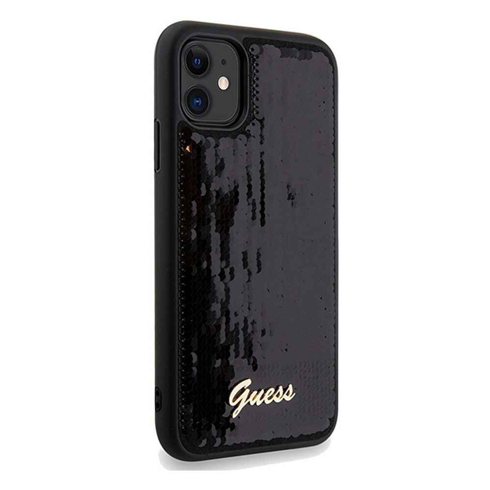 GUESS futerał do IPHONE 11 GUHCN61PSFDGSK (Sequin Script Metal) czarny