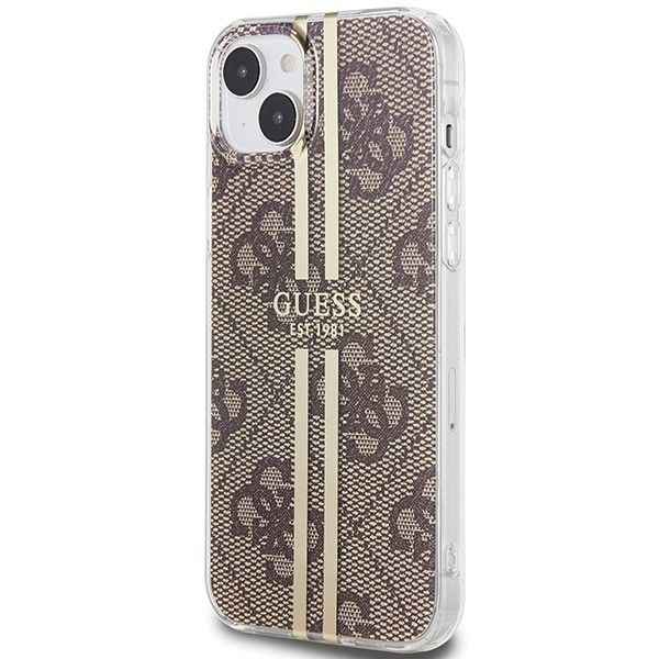GUESS futerał do IPHONE 15 Plus GUHCP15MH4PSEGW (4G Gold Stripe) brązowy