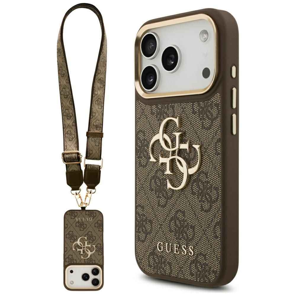 GUESS futerał do IPHONE 17 Pro GUHCP17LP4G4BCSW (PU W/ Big 4G Classic & Big Strap Metal Buttons) brązowy