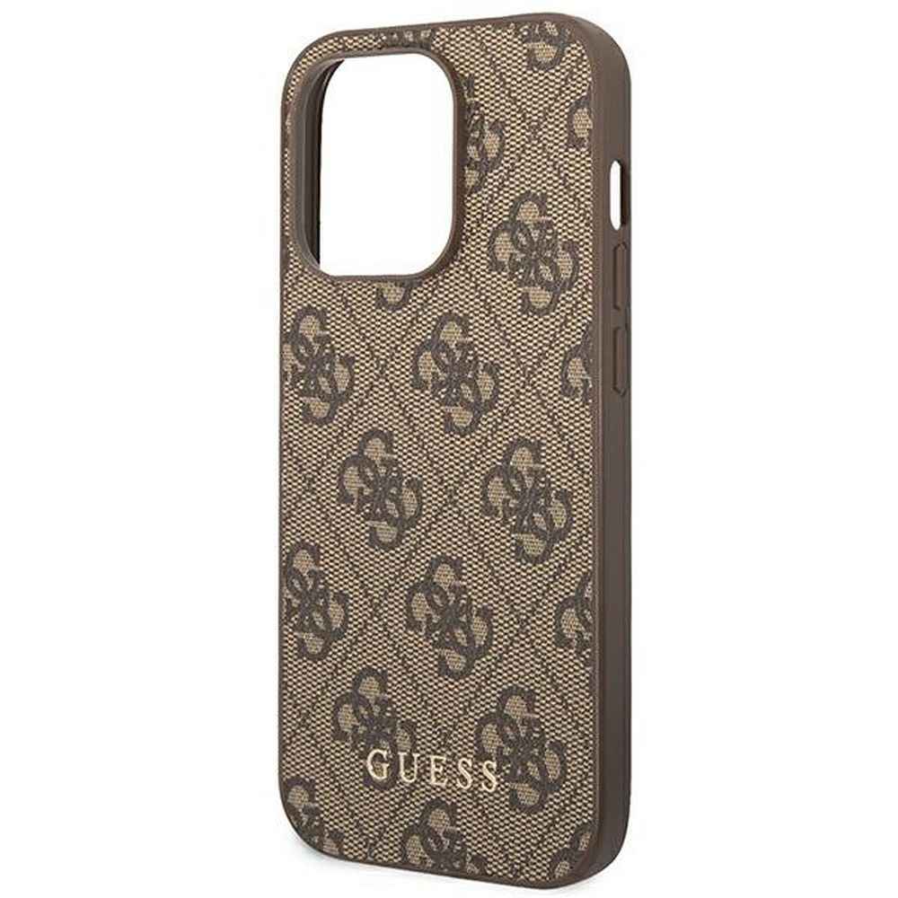 GUESS futerał do IPHONE 14 Pro Max GUHCP14XG4GFBR (4G Gold Logo) brązowy