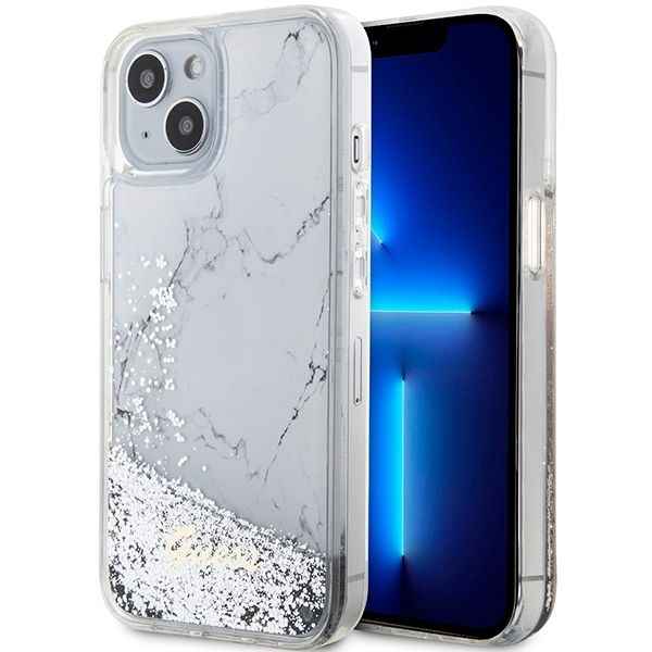 GUESS futerał do IPHONE 13 / 14 / 15 GUHCP14SLCSGSGH (Liquid Glitter Marble) biały