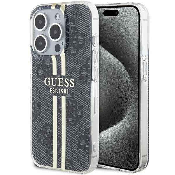 GUESS futerał do IPHONE 15 Pro Max GUHCP15XH4PSEGK (4G Gold Stripe) czarny