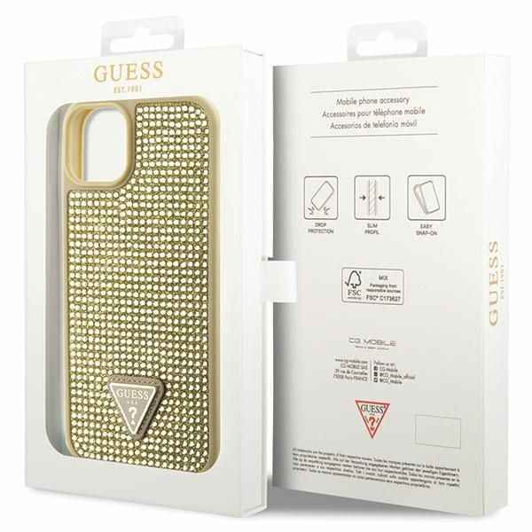 GUESS futerał do IPHONE 13 / 14 / 15 GUHCP14SHDGTPD (Rhinestone Triangle) złoty