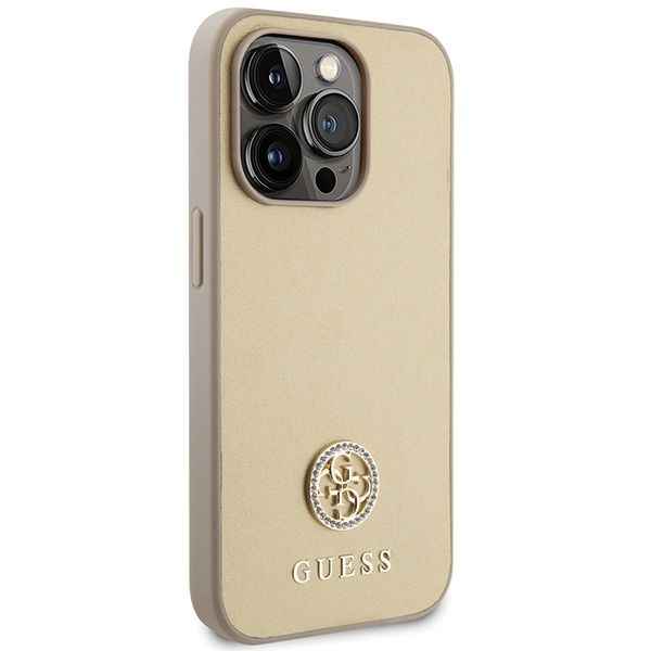 GUESS futerał do IPHONE 15 Pro GUHCP15LPS4DGPD (Strass Metal Logo) złoty