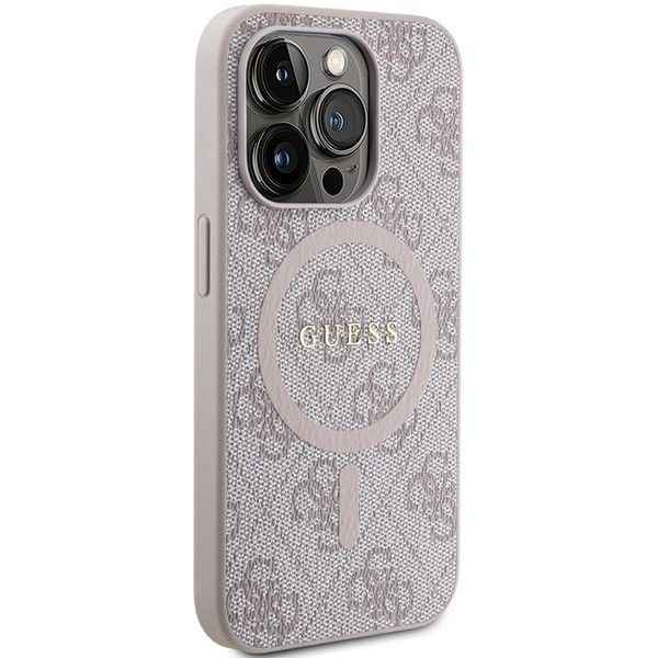 GUESS futerał do IPHONE 14 Pro Max kompatybilny z MagSafe GUHMP14XG4GFRP (4G Ring classic logo) różowy
