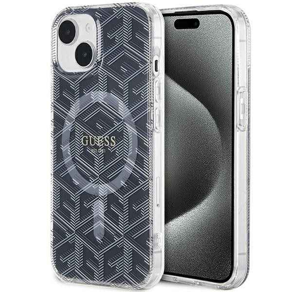 GUESS futerał do IPHONE 15 Plus kompatybilny z MagSafe GUHMP15MHGCUSTGK do iPhone 15 Plus (IML GCUBE) czarny