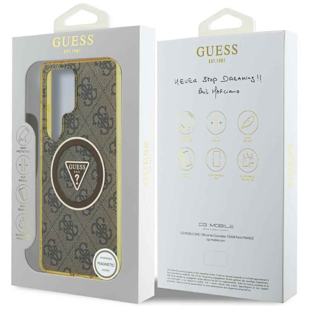 GUESS futerał do SAMSUNG S25 Ultra GUHMS25LHG4PRTGW (Magnetic IML Metal Glitter 4G Circle Triangle) brązowy