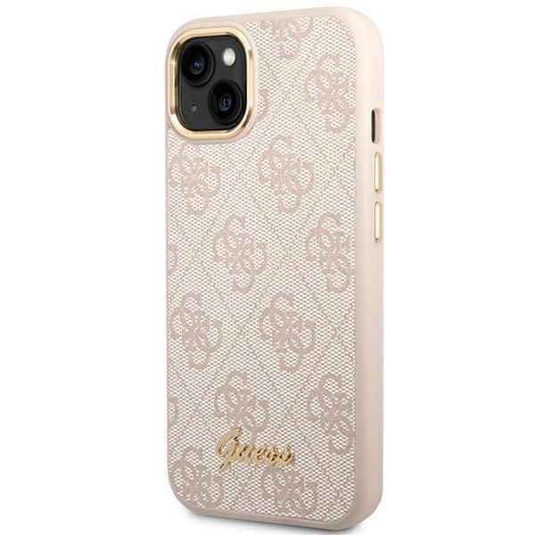 GUESS futerał do IPHONE 13 / 14 / 15 GUHCP14SHG4SHP (4G Vintage Gold Logo) różowy