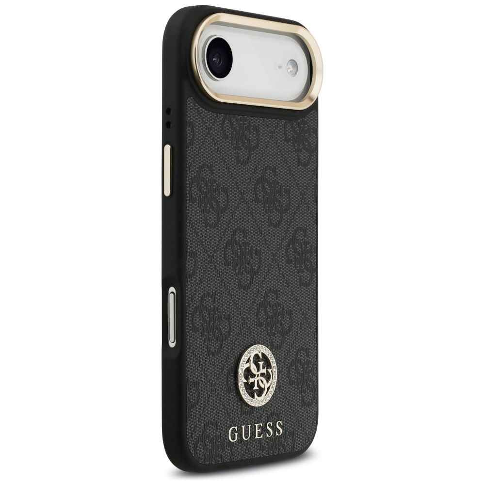 GUESS futerał do IPHONE 17 Air kompatybilny z MagSafe GUHMP17MP4G4DCSK (PU W/ Strass Logo & Big Strap Metal Buttons) czarny