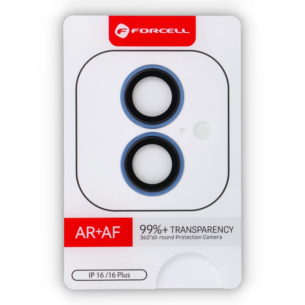 Grafika przedstawia Szkło hartowane Forcell Premium do aparatu - do iPhone 16 / 16 Plus Ultramaryna