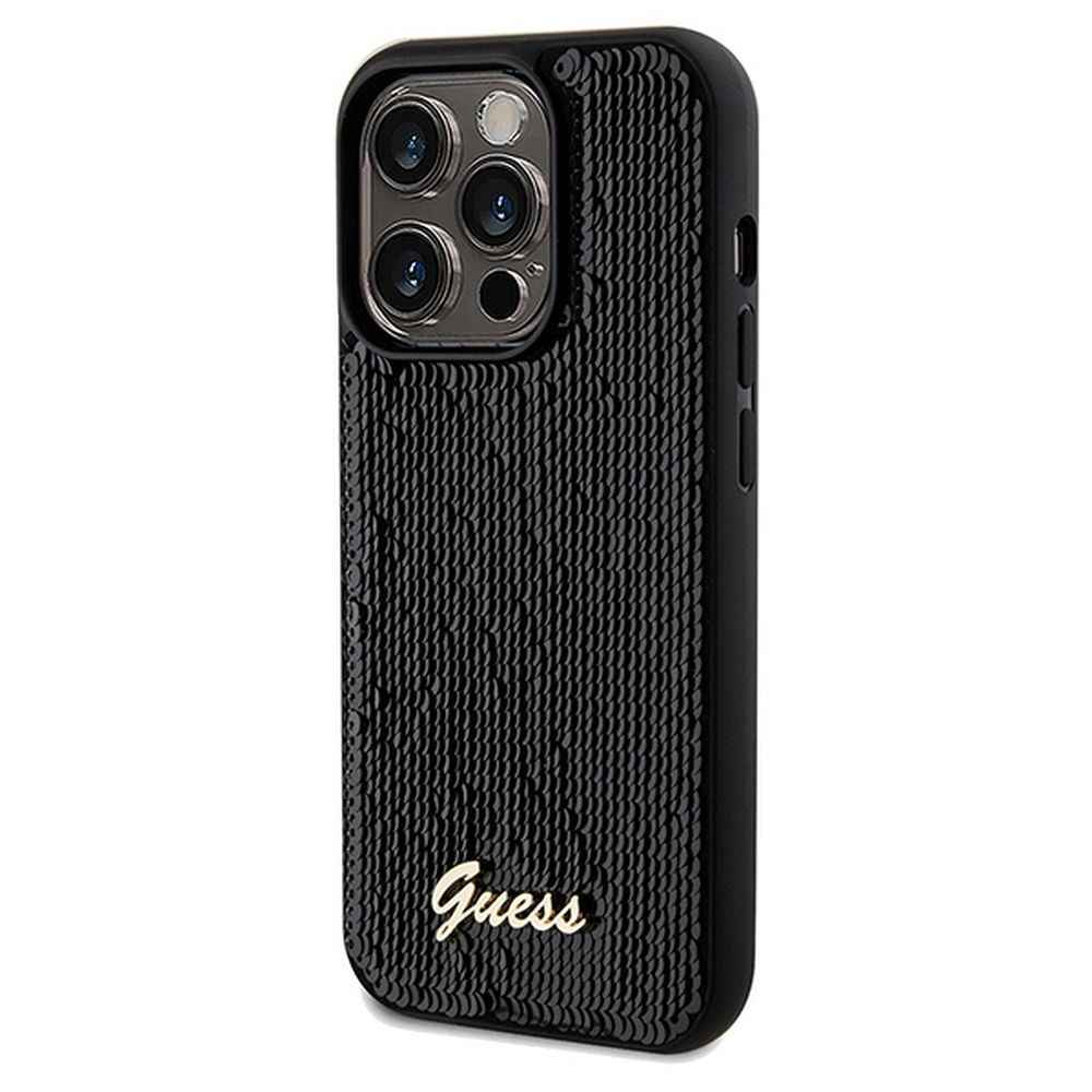 GUESS futerał do IPHONE 14 Pro GUHCP14LPSFDGSK (Sequin Script Metal) czarny