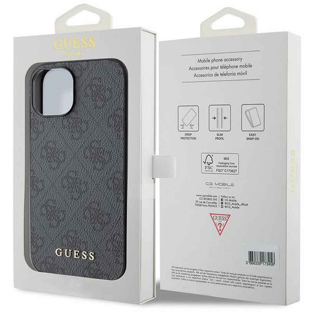 GUESS Etui do iPhone 15 GUHCP15SG4GFGR (4G Metal Logo) szary