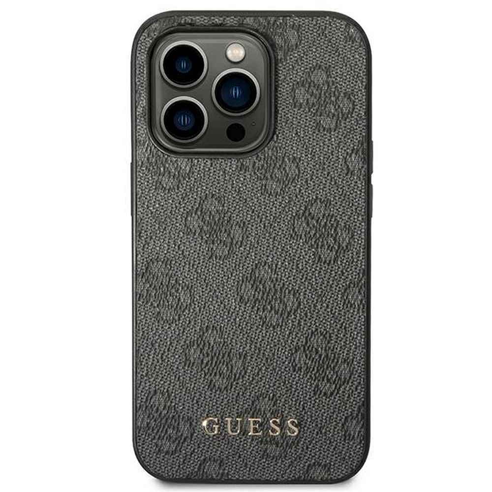 GUESS futerał do IPHONE 14 Pro Max GUHCP14XG4GFGR (4G Gold Logo) szary