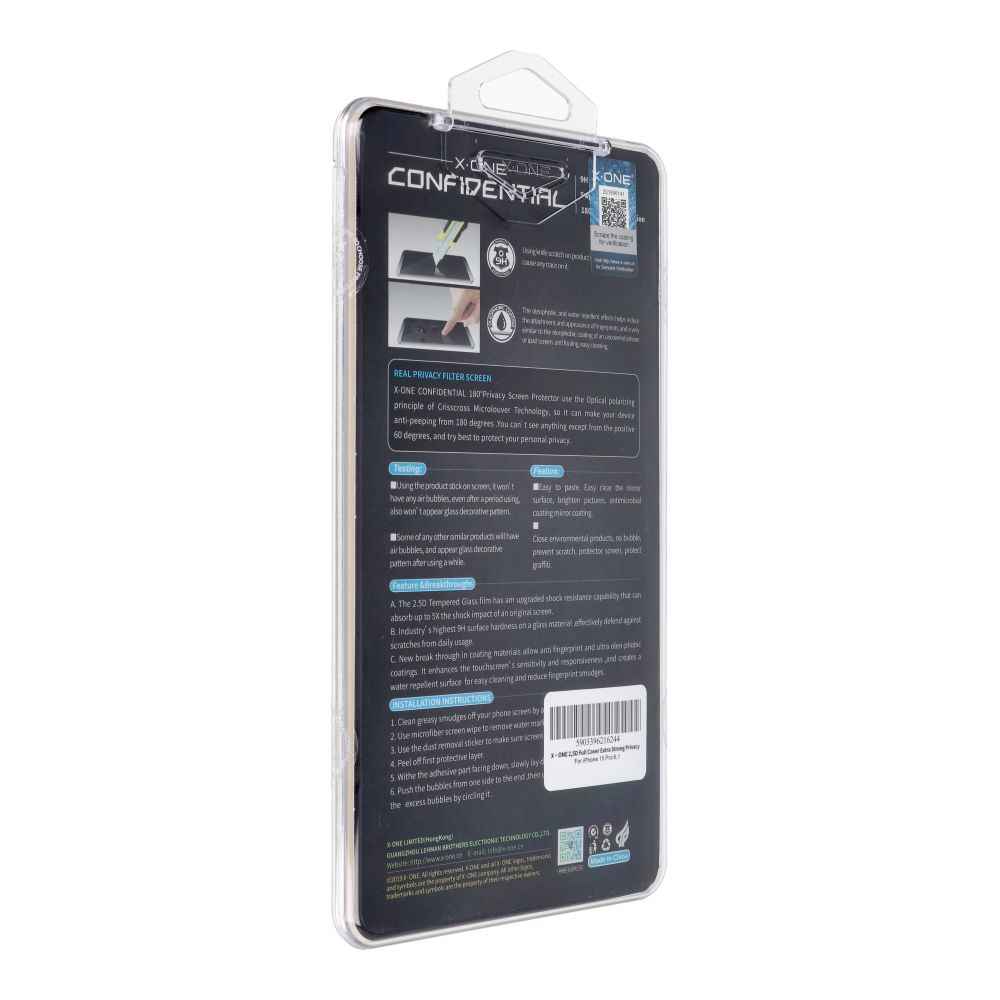 Szkło hartowane X-ONE Full Cover Extra Strong Privacy - do iPhone 15 Pro (full glue) czarny