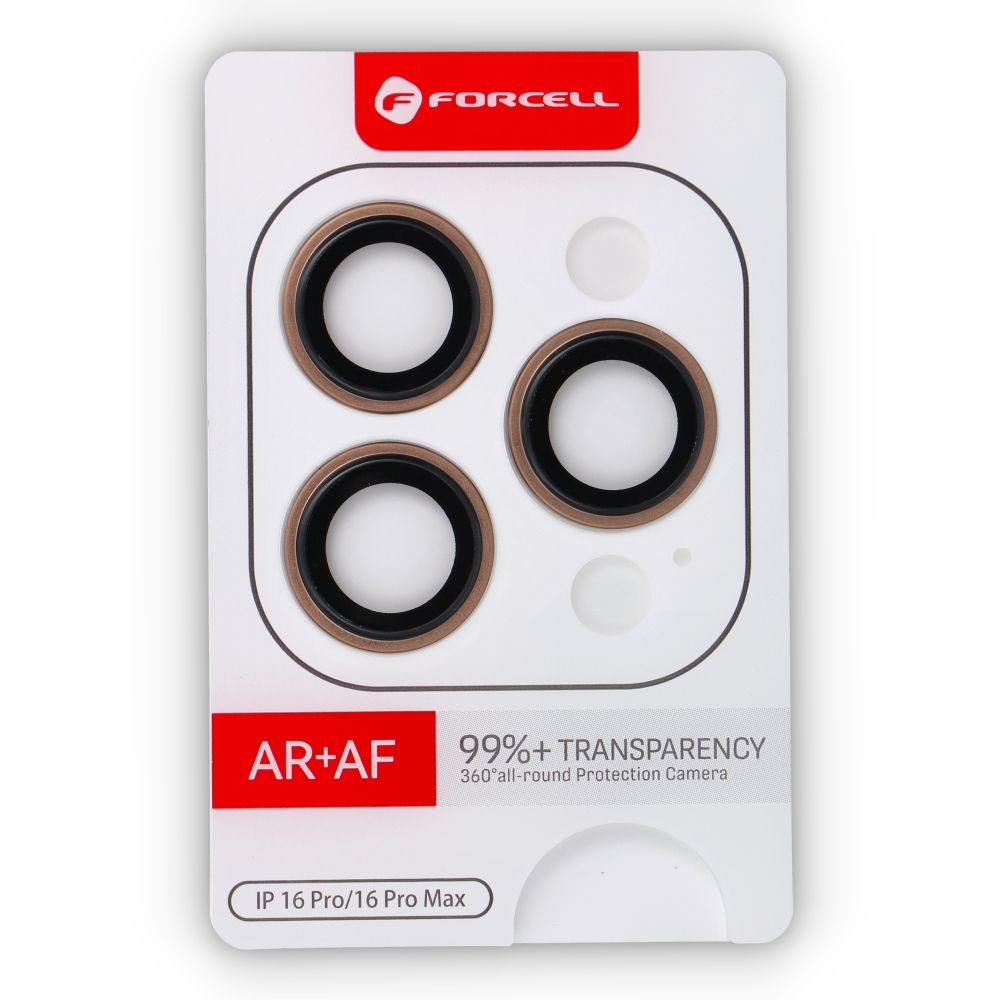 Grafika przedstawia Szkło hartowane Forcell Premium do aparatu - do iPhone 16 Pro / 16 Pro Max Tytan Pustynny