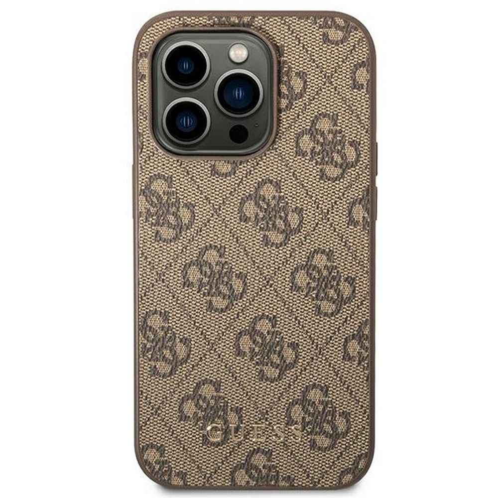 GUESS futerał do IPHONE 14 Pro Max GUHCP14XG4GFBR (4G Gold Logo) brązowy