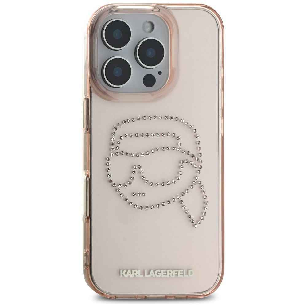 KARL LAGERFELD futerał do IPHONE 16 Pro Max KLHCP16XHKHDCELP (IML Rhinestones S K Head) różowy