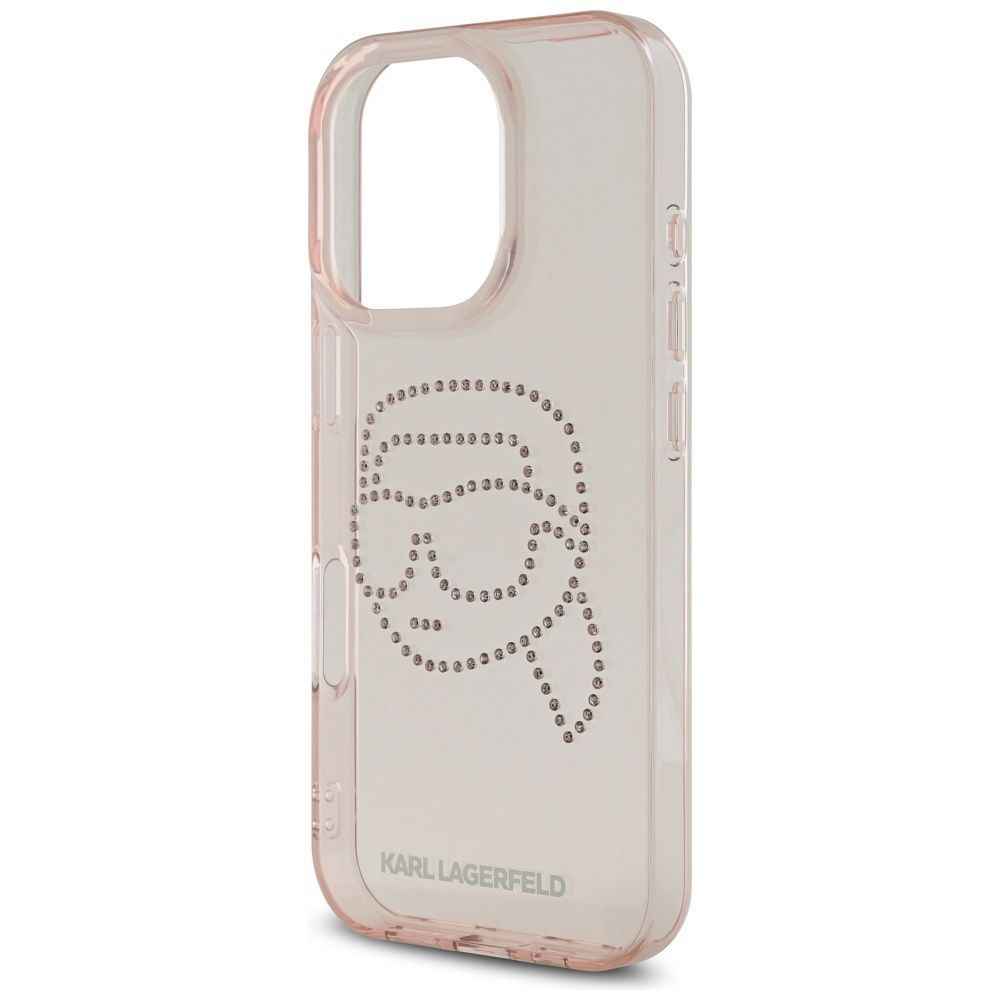 KARL LAGERFELD futerał do IPHONE 16 Pro Max KLHCP16XHKHDCELP (IML Rhinestones S K Head) różowy