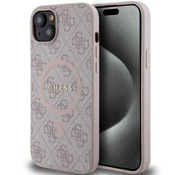 GUESS futerał do IPHONE 14 kompatybilny z MagSafe GUHMP14SG4GFRP (4G Ring classic logo) różowy